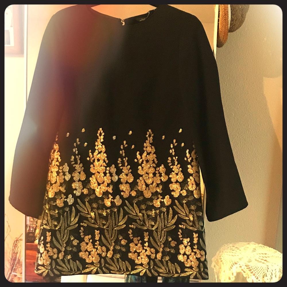 Beautiful Zara dress with gold sequin details